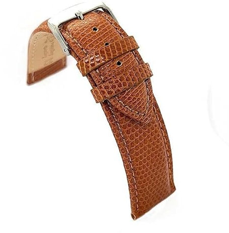 diloy Uhrenarmband echtes Eidechsenleder – Bombiert genäht – Luxus für Premium-Dressuhren – Größen 12mm 14mm 16mm 18mm 20mm – Schwarz hellbraun dunkelbraun P331 Hellbraun 12mm