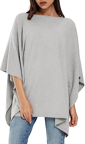 PULI Damen Pullover-Poncho Elegant Strick Locker Geschnittenes | Büro, Reisen, Abendlooks, Alltag,Fixierschlitze halten Poncho sicher. Einheitsgröße Gr. 36–44, 158–172 cm