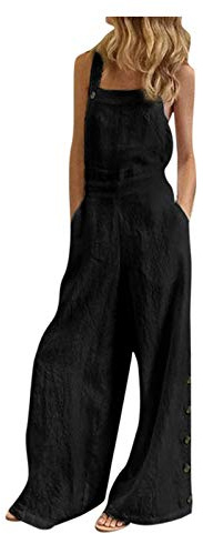Tuta Salopette Donna Estiva Ragazza Pagliaccetto Moda Pantaloni Bavaglino Jumpsuit Hippie Cinturino Eleganti Cotone Lino Pagliaccetti Sling Senza Maniche Pantaloni Sciolto Pagliaccetti Overall