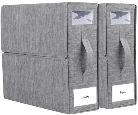 Cosybreeze Bed Sheet Organizer 2 Pack Foldable Linen Closet Organizers and Storage Full or Twin Size Bedsheet Organizer Sheet Storage, Folder Organizers for Duvet Cover Bedding Clothes, Grey