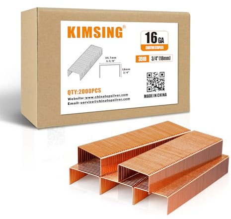 KIMSING 16 st häftklamrar 18 mm lång, 1 400 PCS/BOX 34,7 mm krona för stängning av kartonglådor