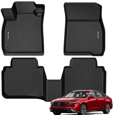 Floor Mats for 2026 2025 2024 2023 Honda Accord (Include Hybrid) All Weather Protection TPE Rubber Floor Liners for Honda Accord 2024 Hybrid Accessories, Odorless Anti-Slip, 1st & 2nd Row, Black
