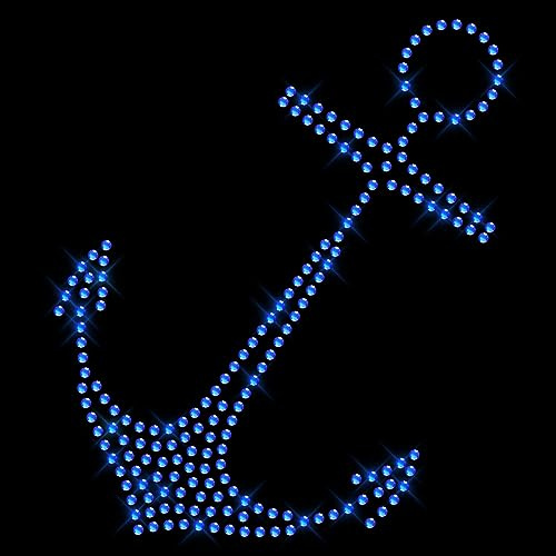 Glitzerdeals Immagine da stirare con Strass Adesivi e Ancora, Applicazioni per Tessuti, senza contorno, motivo ancora con strass da applicare con il ferro da stiro