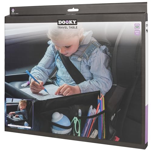 Dooky - Travel Table, Kids Travel Tray, Lap Trays for Children, Kids Travel Desk, Childrens Car Seat Essentials, Play Tray, Activity Table, Black
