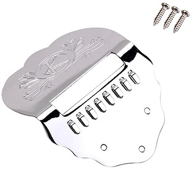 ibasenice Silver Metal Mandolin Tailpiece with Improved Tone Qb02 Upgrade Look and Feel Professional Instrument Accessory for 8 String Mandolin Guitar