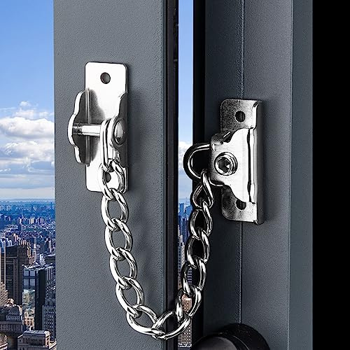 Stainless Steel Window Chain Lock,Sliding Limiter Lock ，Guard Door Restrictor Child Window Safety Security Chain Lockfor Flat Open Windows Anti Theft Home Hardware Opening Restrictor Lock