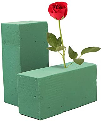 Duqulle 2pcs Floral Foam Blocks, Wet Floral Foam Blocks For Fresh Flower Bouquet, Rectangular Green Flower Sponge Block Flower Arrangement Kit Wedding Aisle Flowers