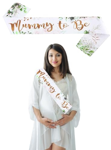 JEKUGOT Mummy to Be Sash Baby Shower for Neutral Boy Girl Sage Green Foliage Twinkle Gold Mum to Be Sash for Baby Shower Party Decorations Neutral Favours Decoration Sashes Gifts for Mummy to Be