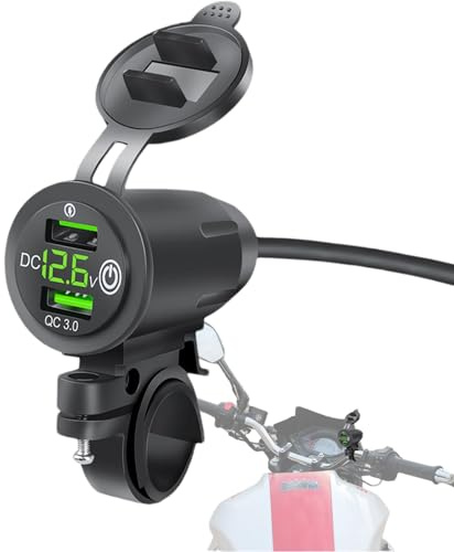 XIAOXIAOYU Cargador USB para motocicleta, cargador de teléfono móvil, soporte para manillar, cargadores de baterías Powersports | Cargador USB para coches, barcos, motocicletas, vehículos todo terreno