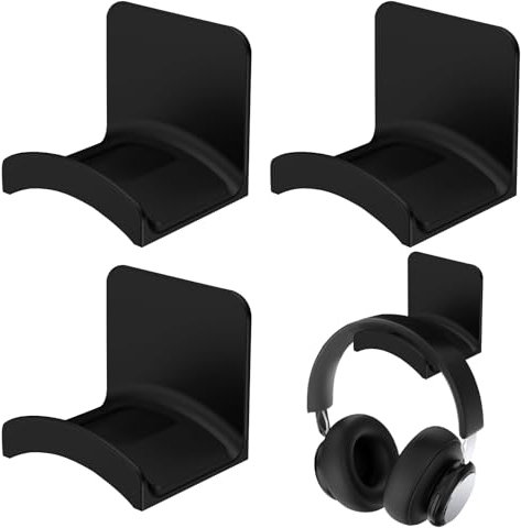 3 Pièces Support Casque Adhésif Fort, Support Casque Audio Universel pour Mural & Table, Bureau, Porte Casque pour Écouteurs Gaming & Câbles, Cintre pour Casques, Crochet pour Écouteurs, Adhesif Accro