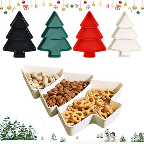 Bandeja Navideña, Dwafill Plato de Navidad, Plato de Frutas, Plato Navideño para Repostería, Snacks, Platos Navidad, Platos Navideño de Nueces