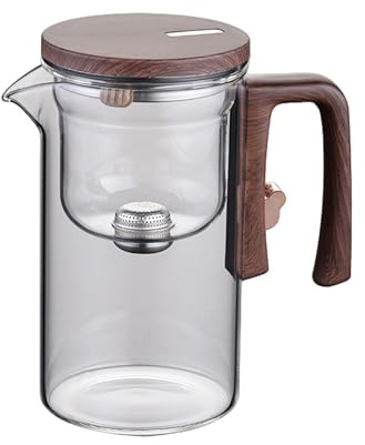 tuwiwol Steuerbare Teekonzentrations Teekanne, Echtzeit Steuerung der Teesuppenausgabe, einfache Schalter Teekanne aus Glas mit Sieb, transparent, 520 ml
