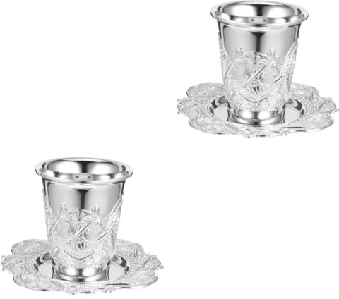 IMIKEYA 2 Sets Becher Judaica Becher Whiskygläser Judaica Jüdischer Kelch Kelch Weinkelch Feiertag Shabbos Mit Zubehör Silber Legierung