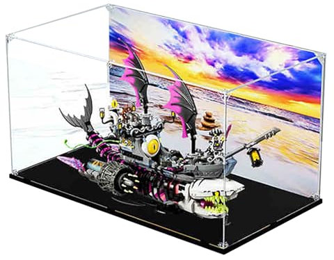 Acryl-Vitrine für Le·Go 71469 Shark Boat, staubdichte Aufbewahrungsvitrine für 71469, Display Box Acryl Staubschutz Transparente Box Vitrine, (nur Vitrine)
