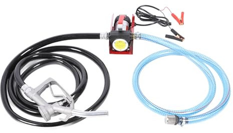 Bomba de Transferencia de Combustible, 12 V CC 10 GPM Eléctrica Autocebante Pequeña Silenciosa con Interruptor de Carcasa Roja, Juego de Bomba Derv Eficiente para Gasolina,