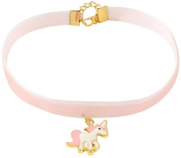 WUNZILO 1 pcs Mädchen Halskette mit Anhänger Einhorn Geschenke für Mädchen Freundschaftskette, Rosa Halskette, Mädchenhalskette, Einhornhalskette, verstellbare Halskette, 27.5cm+10.82cm