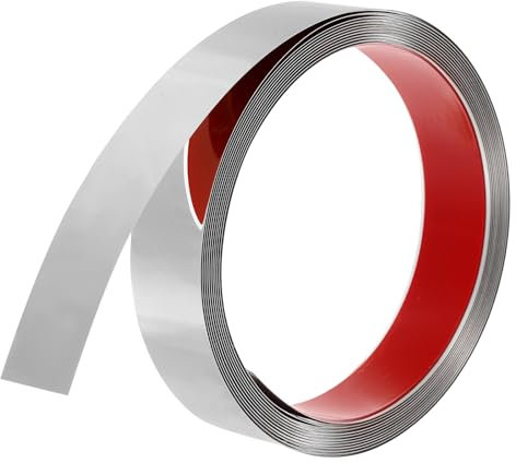 QUARKZMAN Moulures Décoratives Autocollantes en Acier Inoxydable, 5m X 3cm Argenté Garniture de Moulure Murale Autocollante avec Finition Miroir avec des Sacs et des Cartes pour Mur, Sol