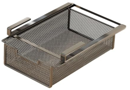 F Fityle Panier en Métal à Tiroir Coulissant Suspendu, Organisateur de Rangement Coulissant sous Étagère, Coulissant de Garde-Manger, Organisateur de Rangement sous Armoire pour Chambre à Coucher,Noir