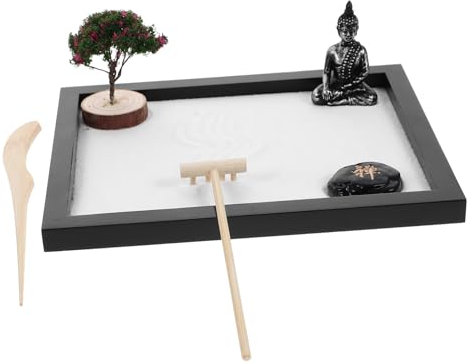 IMIKEYA Buddha Zen Garden Kit Creative Decorative Sandbox Sand Rake and Miniature Buddha Statue for Home Office Meditation and Relaxation