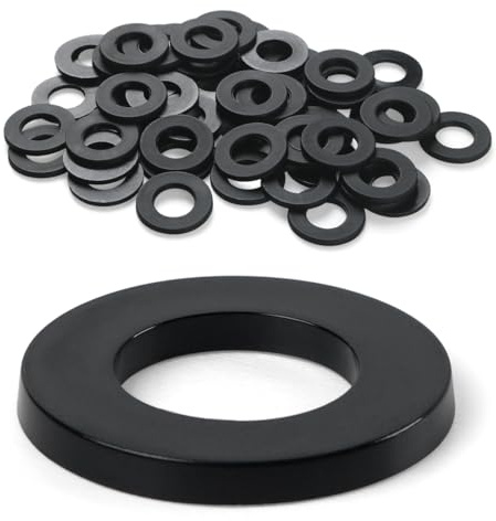 FOMGIIN Rondelle in plastica M8 x 16 mm, 50 pezzi, nero, in plastica, rondelle per carrozzeria, rondelle in nylon, rondelle di plastica, per idraulici, isolamento elettrico