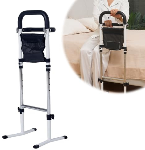 Aide à la position debout et assise, aide stable à la position debout pour les personnes âgées, 5 niveaux réglables avec lampes et sac de rangement, aide à la mobilité et au quotidien, capacité 136 kg