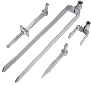 Heavy Duty 24” (600mm) Standard Double Strap Field Gate Adjustable Hinges Galvanised Gate Fixing Kit – for Wooden Garden Gate, Garage Door, Driveway Doors