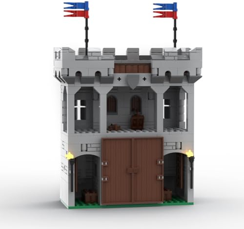 BlocteckToy Mittelalterlicher Bauklötze, 454 Stück Mittelalter Torhaus Klemmbausteine Set mit kleinen Bausteinen Lernset für Einsteiger, MOC-77977