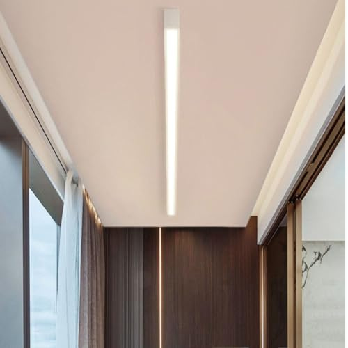 TZSMUM LED Modern Schlicht Deckenleuchte Ultra Dünn Deckenlampe Rechteckig Design Dekorative Deckenleuchten Lange Lichtleiste Aluminium für Wohnzimmer Schlafzimmer Küche (Weiß-Warmes Licht,150cm)