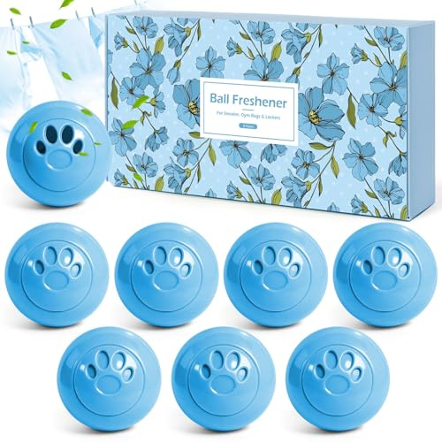 Scent-Hi Shoe Deodorizer Balls, Linen Scented – Natural & Effective Odour Eliminator for Shoes, Boots & Sneakers, Long-Lasting Shoe Freshener Smell Remover for Gym Bags, Lockers - 8 Pack