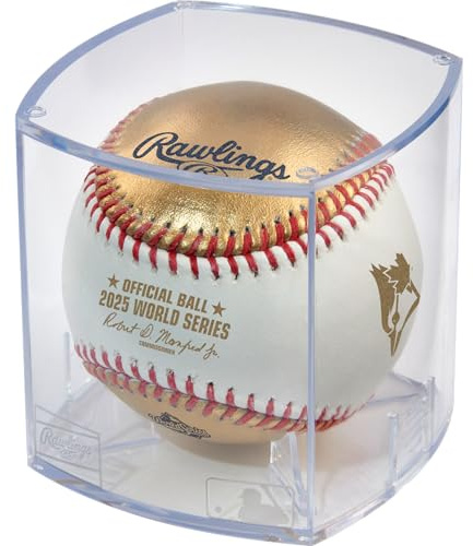 Rawlings Offizielle 2025 World Series Dueling Blue Jays vs. Dodgers Baseball | World Series Duellball | Weiß/Gold Leder