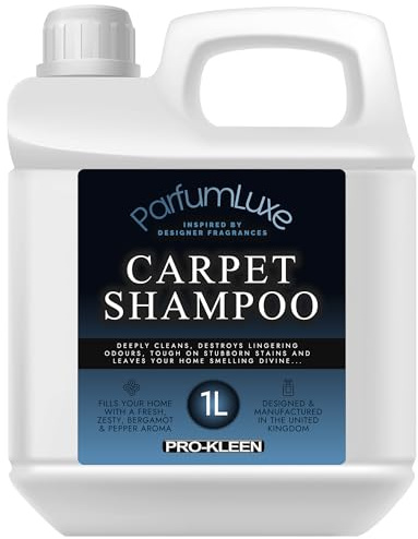 Pro-Kleen Parfum Luxe Carpet Shampoo 1L - Deeply Cleans, Removes Stains, Deodorises - Inspired by Designer Fragrance - Leaves a Long-Lasting Fresh, Zesty, Bergamot & Pepper Fragrance