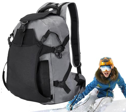Skidryggsäck – 30 l sportryggsäck, snösko bärväska – för hjälm skyddsutrustning kläder skidåkare snowboardåkare resenärer resort besökare utomhusguider gym camping vandring cykling