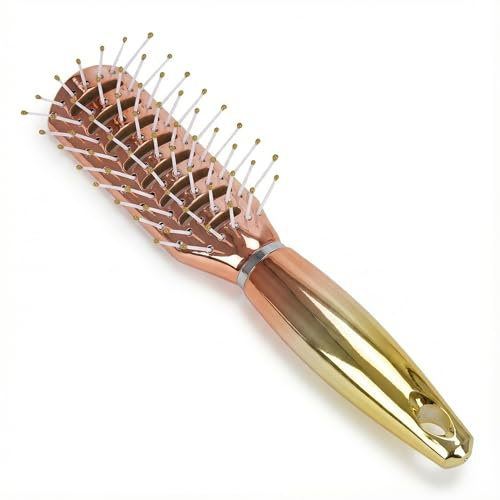 MIJOMA Cepillo de pelo con cerdas de nailon – acabado metálico iridiscente iridiscente – Mango ergonómico – Ideal para el peinado y cuidado diario (cepillo Vent-18 cm)