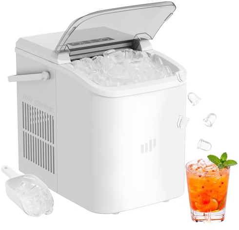 Upstreman Machine à Glaçons,9 Glacons en 6-8 Min,12kg/24h,2 Tailles de Glaçons,1,5L,Autonettoyante,Machine a Glace Portable pour Maison,Cuisine,Camping,Blanc,BI12