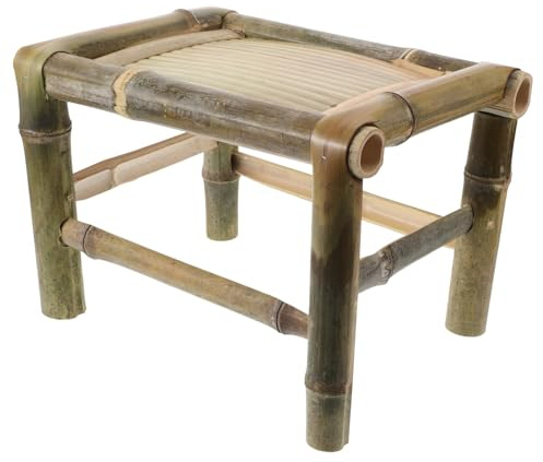 KOMBIUDA Rustikaler Bambus Stuhl mit Klassischem Design Leichter Tragbarer Bambushocker aus Atmungsaktivem Material für Garten und Balkon Vielseitig Nutzbar