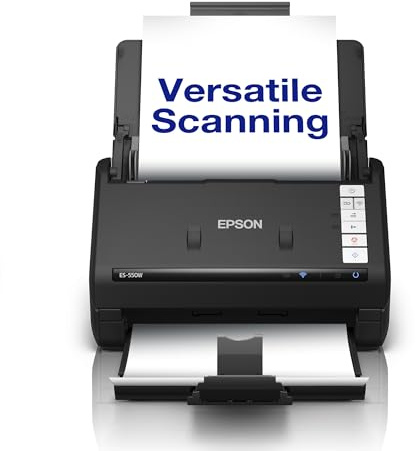 Epson WorkForce ES-550W Wireless Document Scanner | 45ppm / 90 ipm | 100-Sheet Auto Document Feeder | Colour | USB connectivity | Up to A4