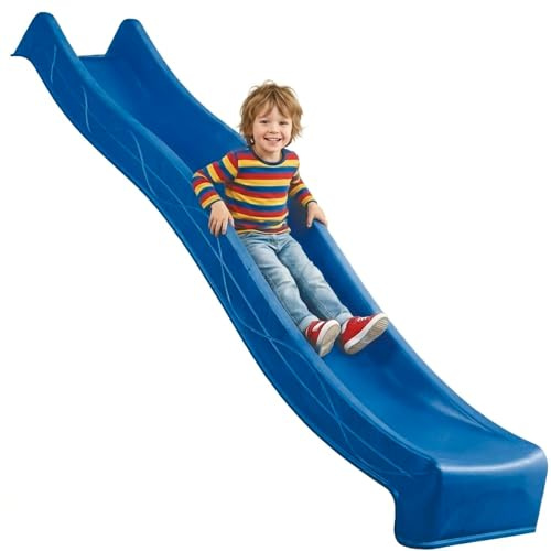 SPIELTURMKING Kinder Rutsche 2,90 m Outdoor Garten Spielgeräte, Blau | Stabile Wasserrutsche für Kinder, Alternative zu Indoor Spielgeräten, Kinderrutsche 2,90 m, Wellenrutsche für Podestöhe 1,50