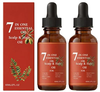 Hair Growth Oil, Hair Grow 7-i-One Essential, Deep Scalp Närande hår för tjockt full-hår, Repair Dry Hair, Strengthen Roots, Lätt Non-Greasy Formula för män och kvinnor (2 st)