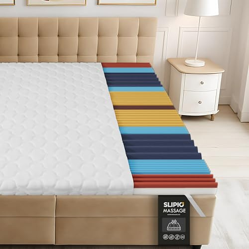 SLIPIO Coprimaterasso 140 x 180 cm | 6 cm di altezza | Massaggio profilato a 5 zone Ergo+ | Adattamento ottimale al corpo | Fodera traspirante e lavabile in lavatrice | coprimaterasso ipoallergenico