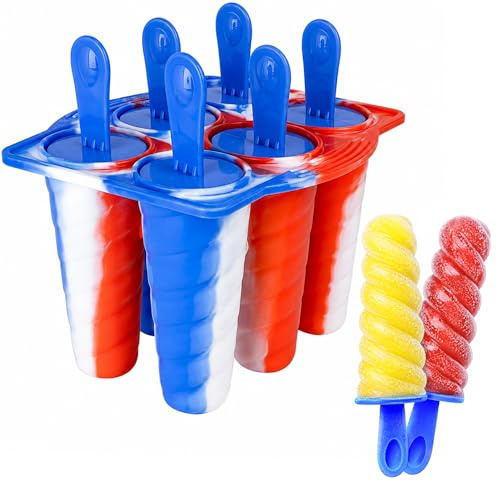 Wicked Gizmos Silicone Ice Lolly Moulds with Sticks - 6 Twister-Shaped Popsicle Mould - BPA Free Ice Pop Maker, Dishwasher Safe, for Kids, Summer Treats, Juice, Yoghurt & Smoothies (Tricolour)