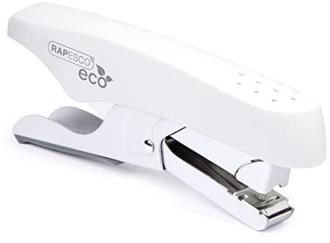 Rapesco 1398 ECO Whale Grapadora de Tenaza, Capacidad hasta 45 Hojas, Blanco Mate