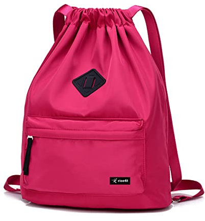 Risefit wasserdichte Turnbeutel Multifunktionale Sporttasche Gymbag mit Innen- und Front Tasche Hipster Fashion Rucksack für Reise, Fitness, Schule für Damen und Studenten