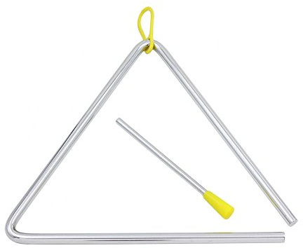 Dilwe Music Triangle, Children's Musical Percussion Instrument, Steel Triangle with Striker (6 inches, Metallic Silver)
