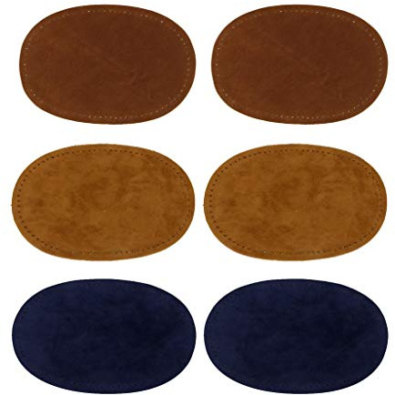 Sanmum Ellbogen- und Knieflicken zum Aufnähen (Braun + Helles Kamel + Blau) | Denim Wildleder Patches Bügeleisen Reparatursatz