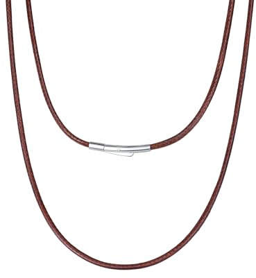 Richsteel Lederkette Herren Leder Halskette Choker für Damen 2/3mm breit Schwarz/Braun mit Drehverschluss Schmuck 40/46/50/56/61/66/71/76 cm Geeignet für Männergeschenke