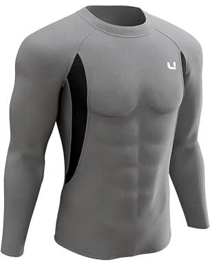 UNIQUEBELLA Maglia Termica a Maniche Lunghe da Uomo in Pile, Strato di Base ad Asciugatura Rapida per l'inverno, Maglie per Corsa, Ciclismo e Sci