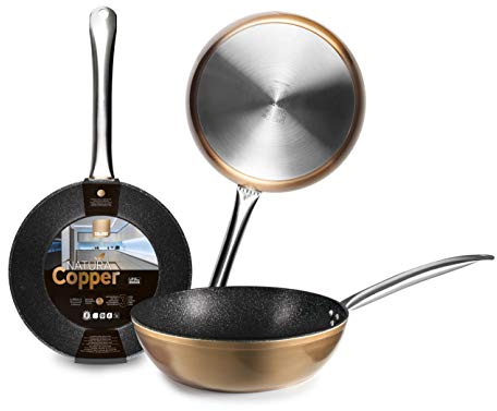 IBILI - Sarten honda natura copper, 24 cms, Aluminio, Antiadherente estilo piedra, Apto para induccion