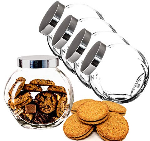 BigDean 4x 2L Bonbonglas mit Schraubdeckel Spülmaschinenfest Vorratsglas | Candy-Glas groß - Für Süßigkeiten, Kekse, Mehl-Aufbewahrung & Gewürze - Made in Germany