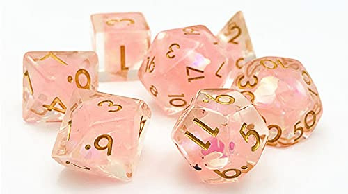 World of Dice - Perlmutt-Würfel - 7 TLG. Rollenspiel-Würfel-Set für Pen and Paper, z. B. Dungeons and Dragons, Das Schwarze Auge, Pathfinder, Würfelset, Cthulhu