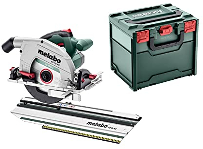 metabo Handkreissäge Set KS 66 FS - 1500 W, 66 mm Schnitttiefe, 190 mm Sägeblatt-Ø, 5000 U/min - Präzise und robuste Kreissäge für Heimwerker und Profis - Inkl. Kappschiene KFS 44 und Zubehör